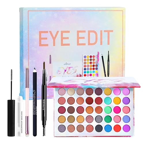 All In One Makeup Kit For Eye Makeup Full Kit MakeupGift Set For Women & Teens MakeupEssential Bundle Include 40 Colors Eyeshadow Palette Mascara Eyebrow Pencil Eyeliner Cosmetic Brushes