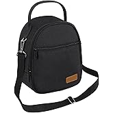 Joymee Lunch Box Insulated Lunch Bag Women Men Reusable Cooler Bag Adult Cute Lunch Tote Bags with Front Zipper Pocket,Adjustable Shoulder Strap for Work Office Picnic Travel, Black