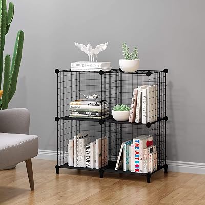 HOMIDEC 4 Cube Wire Storage Shelves Modular Closet Organizer Bookshelf