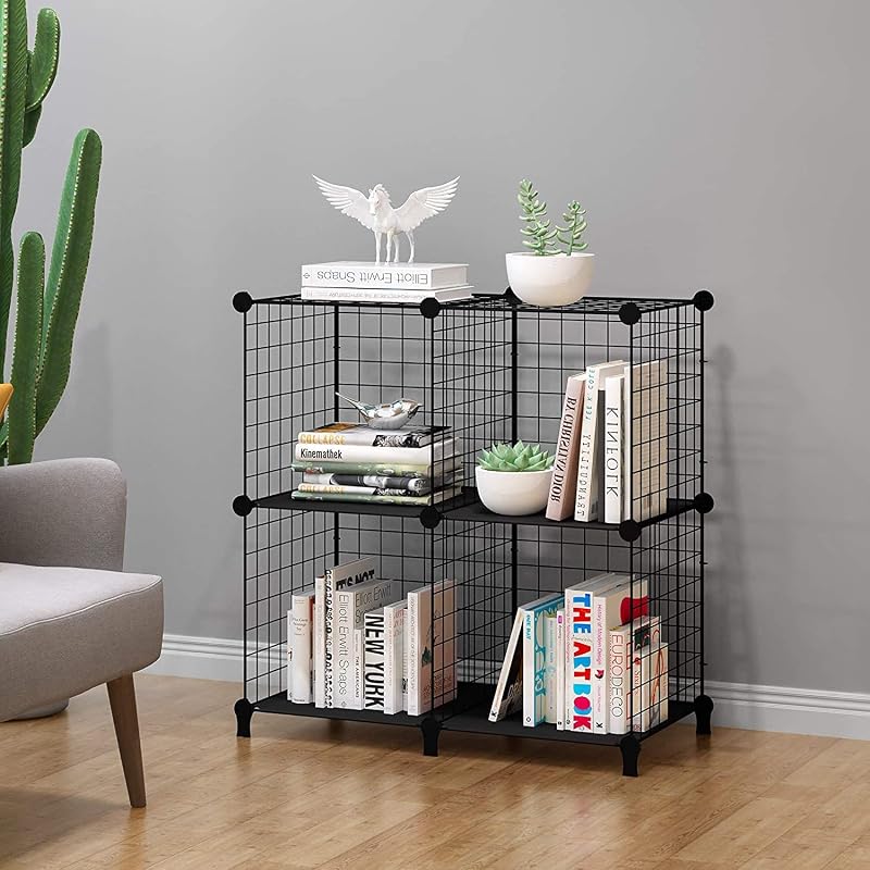 HOMIDEC 4 Cube Wire Storage Shelves Modular Closet Organizer Bookshelf