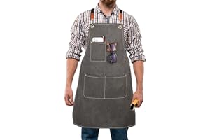 Rtcimoic Multi-functional Men's Tool Apron, Multi-pocket Canvas Apron, Welding, Woodworking Work Apron, Thickened, Adjustable