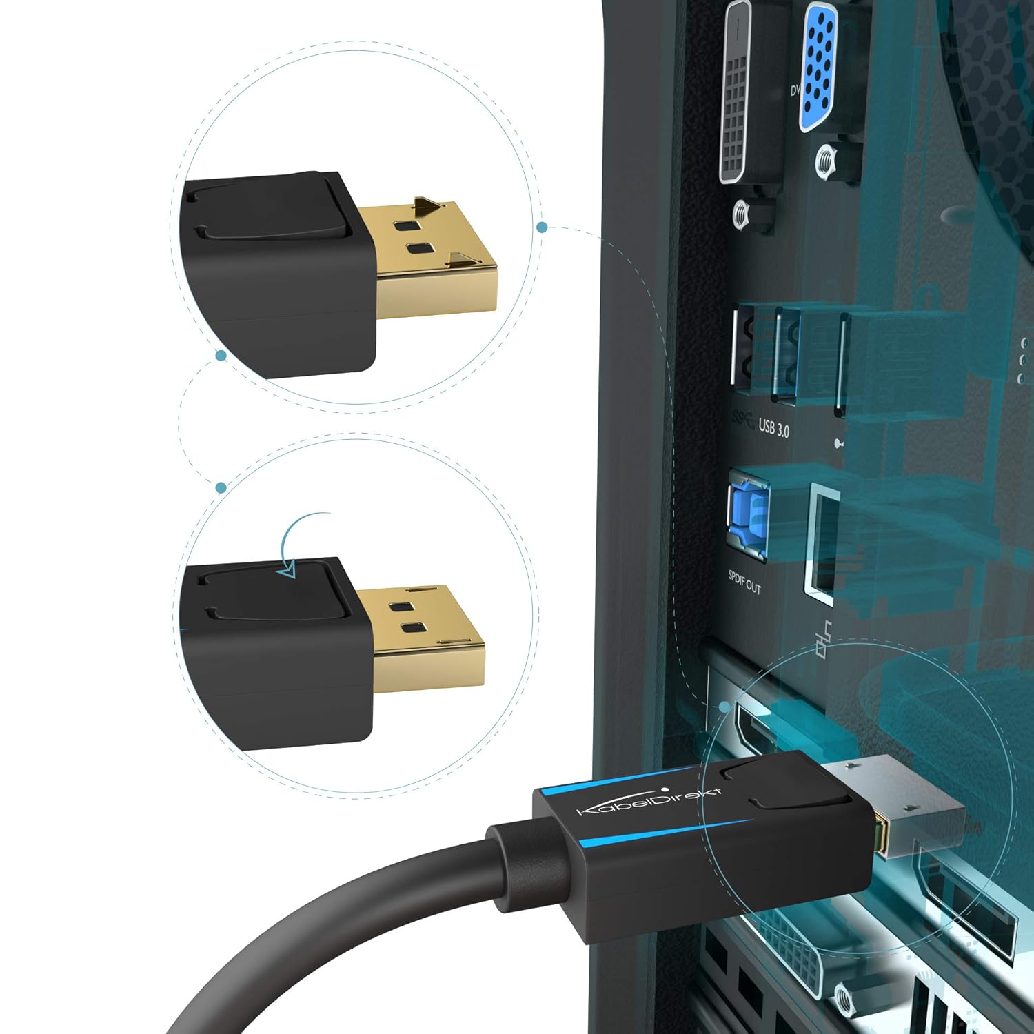 KabelDirekt Mini DisplayPort (Thunderbolt) to DisplayPort Cable (Mini DP to DP) 15ft (UHD