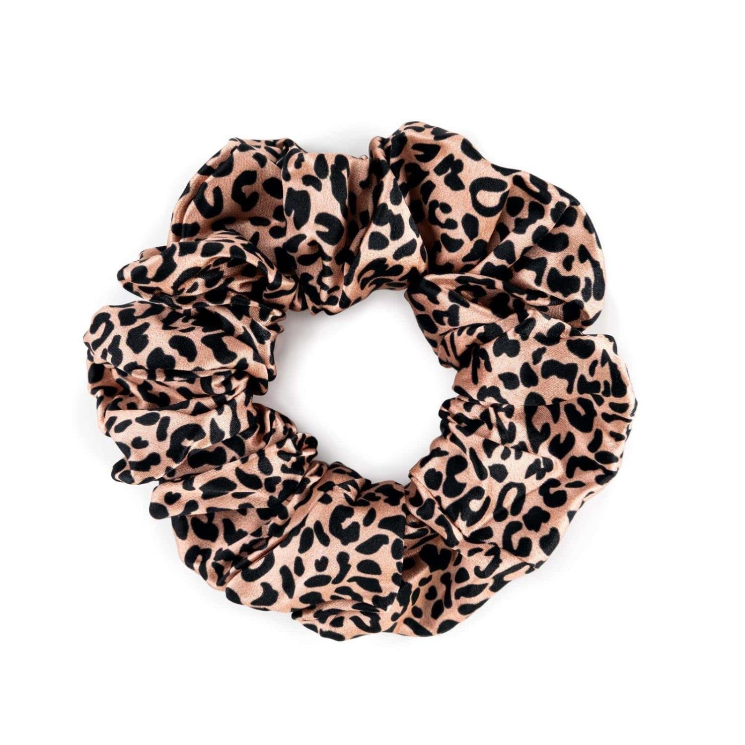 Waterlily Scrunchie 100% Mulberry Silk 22momme Hair Ties Scrunchies for Women Girls Soft Natural Large (Leopard Rose Gold)