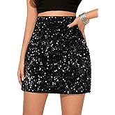 SOFIA'S CHOICE Women Sequin Skirts Mini High Waisted Bodycon Sparkly Skirt Party Night Out
