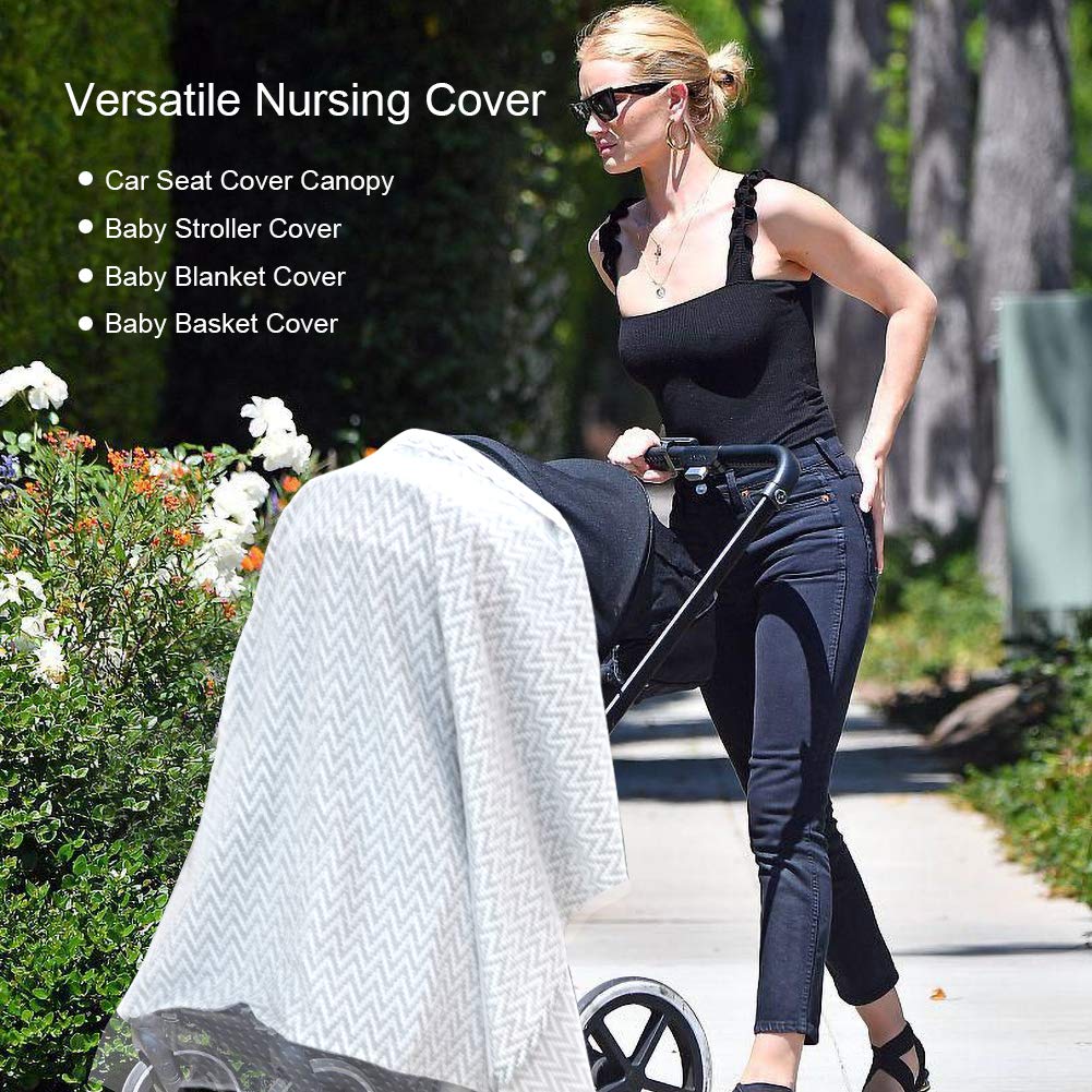 Nursing Cover for Breastfeeding, Multiuse Cotton Soft Breathable Nursing Cover Lightweight Feeding Cover, Baby Car Seat Cover Canopy, Stroller Cover and Baby Bibs
