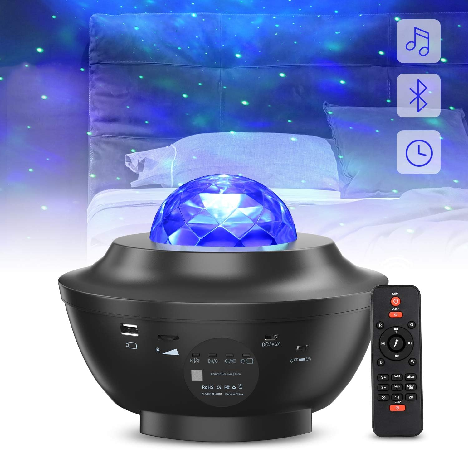 proiettore di luce con lettore musicale