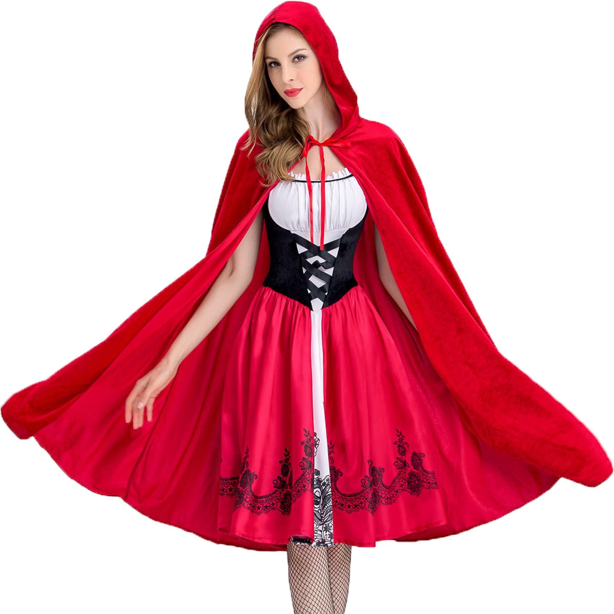 Yummy Bee - Red Riding Hood Costume for Women - Halloween Adult Fancy Dress - Plus Size (10-12)