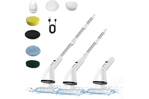 Dapper Supply Electric Spin Scrubber,Cordless Cleaning Brush,Shower Cleaning Brush with 7 Replaceable Brush Heads, Power Scrubber 3 Adjustable Speeds,Adjustable & Detachable Long Handle