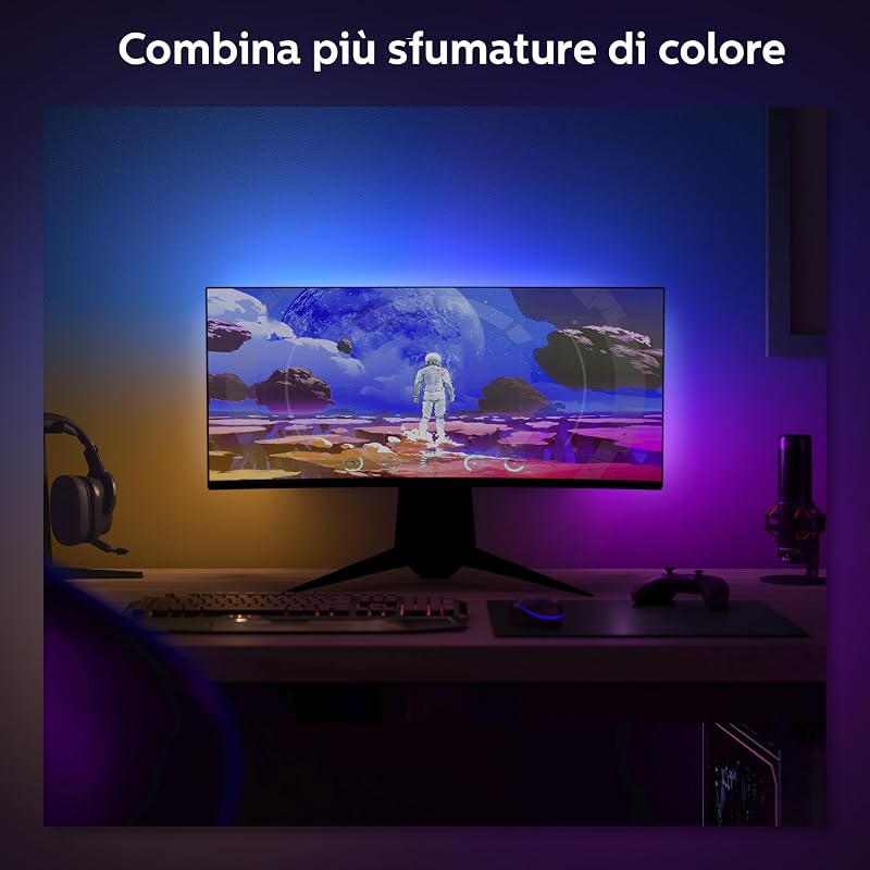 Play, Lightstrip Gradiend per Pc, 24-27", Hue Bridge Incluso, 18W