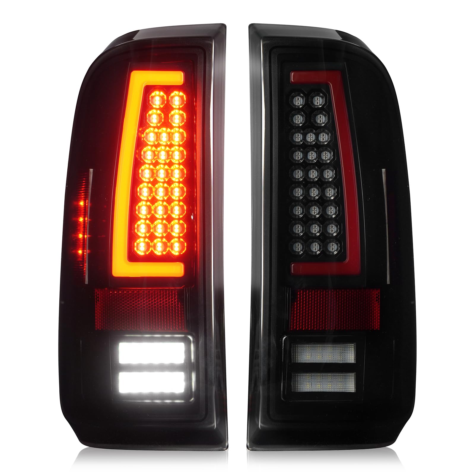 Photo 1 of Tail Lights Compatible with Ford F250 F350 F450 F550 Super Duty 2008-2016, LED Tube Rear Brake Lamp Taillights Assembly, Black Housing Smoked Lens