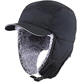 Connectyle Men's Trapper Hat with Ear Flaps Winter Warm Hat Windproof, Water Repellent, Reflective, Faux Fur Fully Lined