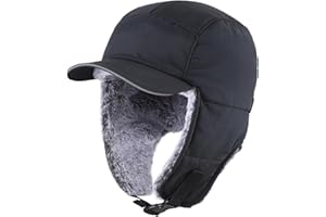 Connectyle Men's Trapper Hat with Ear Flaps Winter Warm Hat Windproof, Water Repellent, Reflective, Faux Fur Fully Lined