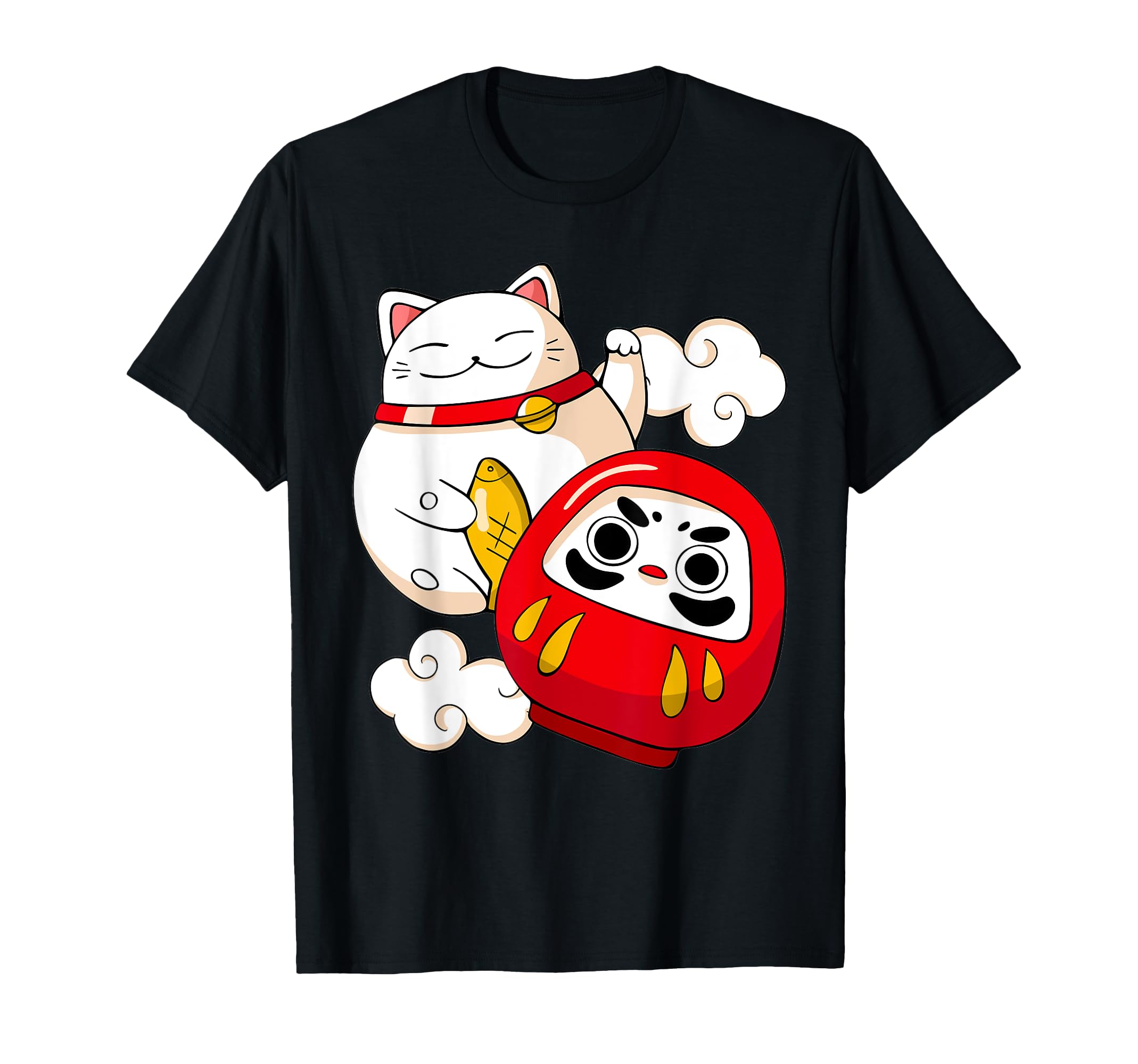Maneki Neko Lucky Cat Japanese Daruma Doll Kawaii T-Shirt