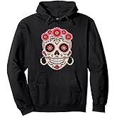 Floral Sugar Skull Flowers Pullover Hoodie