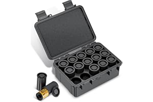 JJC Sturdy Secure 35mm Film Case Canister Holder with 15 Rolls Film Canister,IP67 Waterproof 35mm Film Container for 15 Rolls