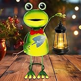 Solar Garden Lights Frog Statue,13.78in Tall Frog with Lantern Waterproof, Birthday Gifts for Women Mom Grandma, Big Metal Frog Stakes Decorative for Home Front Patio Balcony Yard Art Lawn