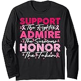 Breast pink Support Admire Honor Breast Cancer Awareness Long Sleeve T-Shirt