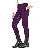 FitsT4 Sports Girls Winter Riding Pants Fleece Lined Riding Breeches Kids Full Seat Equestrian Pants Tights with Pockets