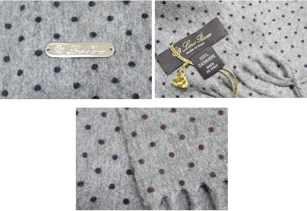 Amazon ロロピアーナ Loro Piana メンズ カシミア100 ドット柄 フリンジマフラー グレー Loro Piana 並行輸入品 ストール マフラー 通販