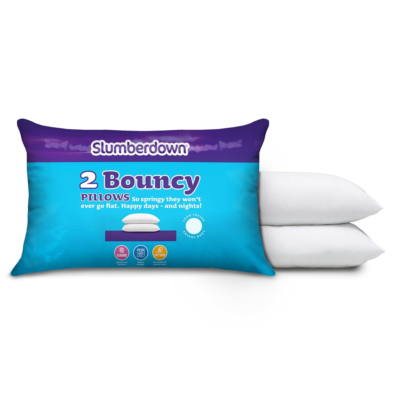 Slumberdown Bouncy Pillows x 2, White eBay