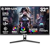 ZER-LON 32 Inch 4K UHD (3840 x 2160) Computer Monitor, IPS 60Hz Ultra-Clear Screen, 100% sRGB, Eye Saver/Flicker Free Mode, FreeSync, Built-in Speaker, HDMI2.0 x2, DP1.4 x2