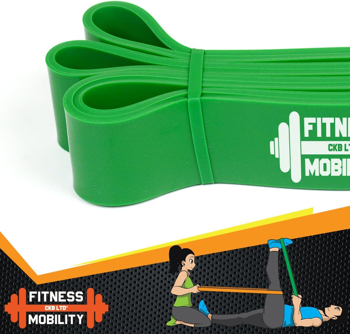 CKB LTD Fitness Resistance Bands GREEN 4.5 cm 9-55 kg SINGLE BAND For Assisted Pull Up Stretch Strong Gym Elastic Calisthenics Gymnastics Loop Powerlifting Workout Ideal for Men Women Exercise - Image 4