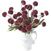 Floroom 6pcs Burgundy Faux Silk Mums Artificial Flowers, Bulk Fake Small Mini Chrysanthemums with Stems for DIY Wedding Centerpieces Floral Arrangements Vase Fillers Home Decorations
