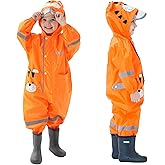 Kids Toddler Rain Suit for Boys Girls One Piece Hoodie Zipper Cute Cartoon Waterproof Rain Jacket 1-10 Years S-XL Size