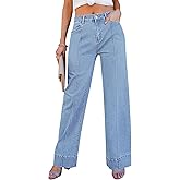 luvamia Wide Leg Jeans for Women Trendy High Waist Straight Leg Baggy Jeans Stretchy Denim Pants Trouser Jeans