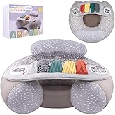 Upgraded Blublu Park Wider U-Shape Inflatable Sit Me Up Floor Seat for Baby 3-36 Months with Cover, Portable Baby Chair with 