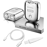Onyx Shaver Mini Dual Head Rotary Electric Razor for Men Portable Travel Shaver USB C Rechargeable Wet or Dry Use Lightweight Pocket Size Electric Shavers for Men Two Speed Easy Clean Detachable Head