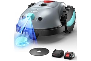 YARDCARE V100 Robot Lawn Mower with HD Vision Navigation, Smart Obstacle Detection, Collision Sensors, Adjustable Cutting Height, Low-Noise Operation—Perfect for Small Lawns up to 1,600 sq ft.