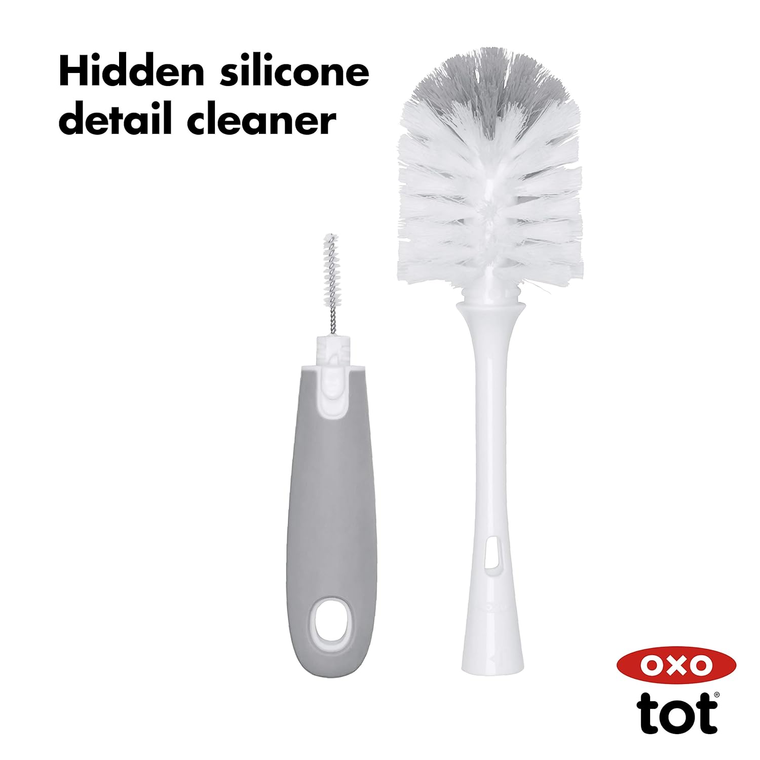 OXO Tot Bottle Brush with Nipple Cleaner and Stand, Gray : Baby