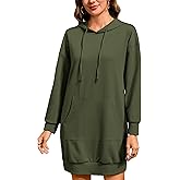 Quenteen Women Hoodies Dress Hooded Sweatshirts Dress Casual Long Sleeve Tunic Dress Oversized Sweatshirts with Pocket