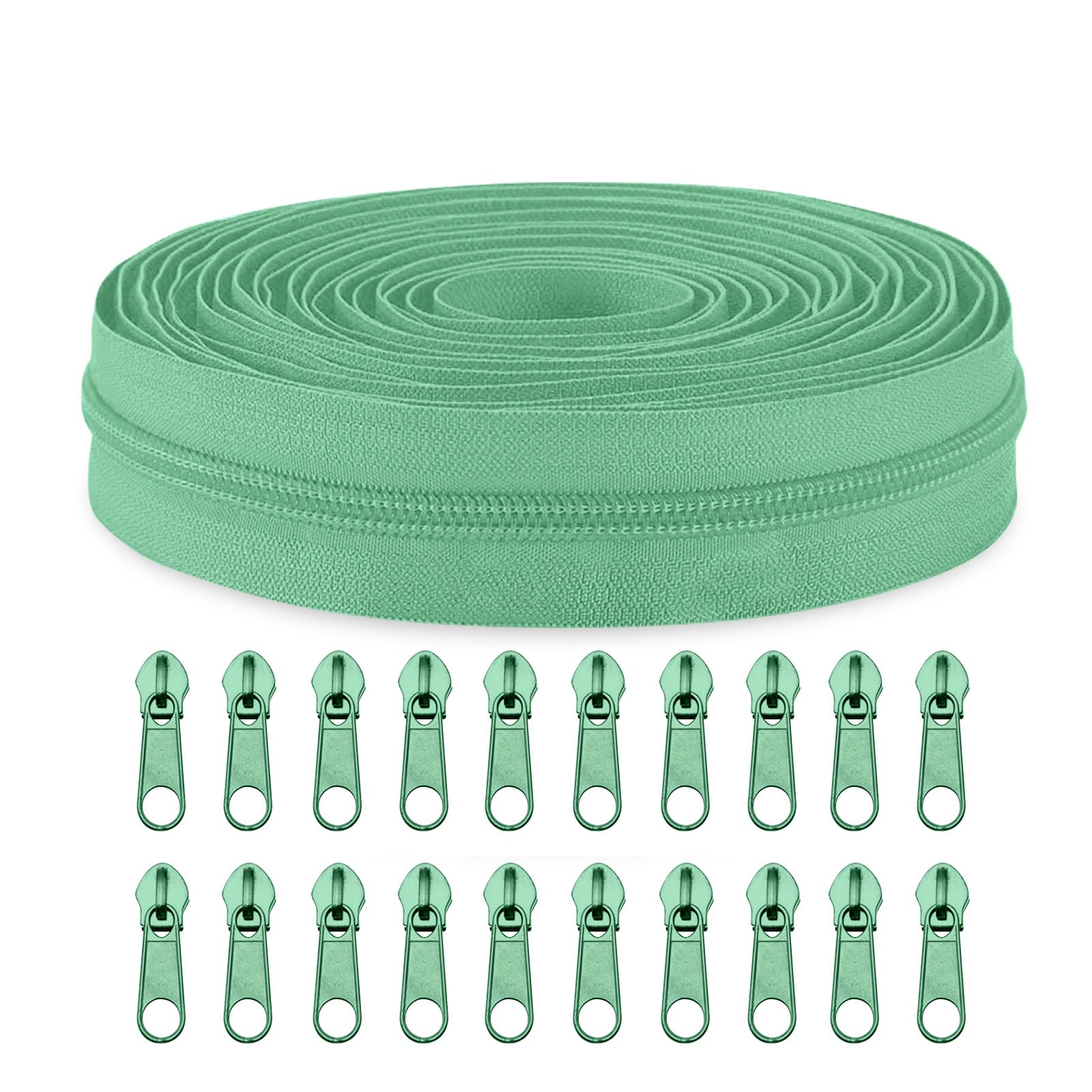 Sawoake #5 Nylon Coil Zippers by The Yard Bulk 10 Yards with 20pcs Zipper Sliders for DIY Sewing Tailor Craft Bag Garment Home Textile…(DarkSeaGreen)