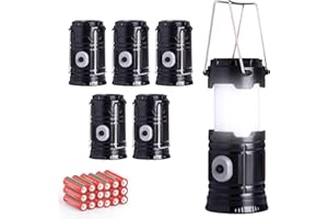KunHe 6 Pack LED Camping Lanterns Flashlights with 18 AA Batteries Power Outages Bright Battery Powered Hanging Tent Lights for Camp Hurricane Camping Accessories Gear Essentials