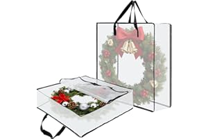 Wreath Storage Bag, 26 Inches Wreath Storage Container Christmas Decoration Garland Container Clear Bags Moving Bag for Wreat