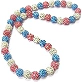 NUSTTAL Baseball Necklace for Boys Men Bling Ice Collection Cross Pendant Necklace for Women Rhinestone Clay Beaded Discoball Accessories Gifts for Baseball Team Players Lovers