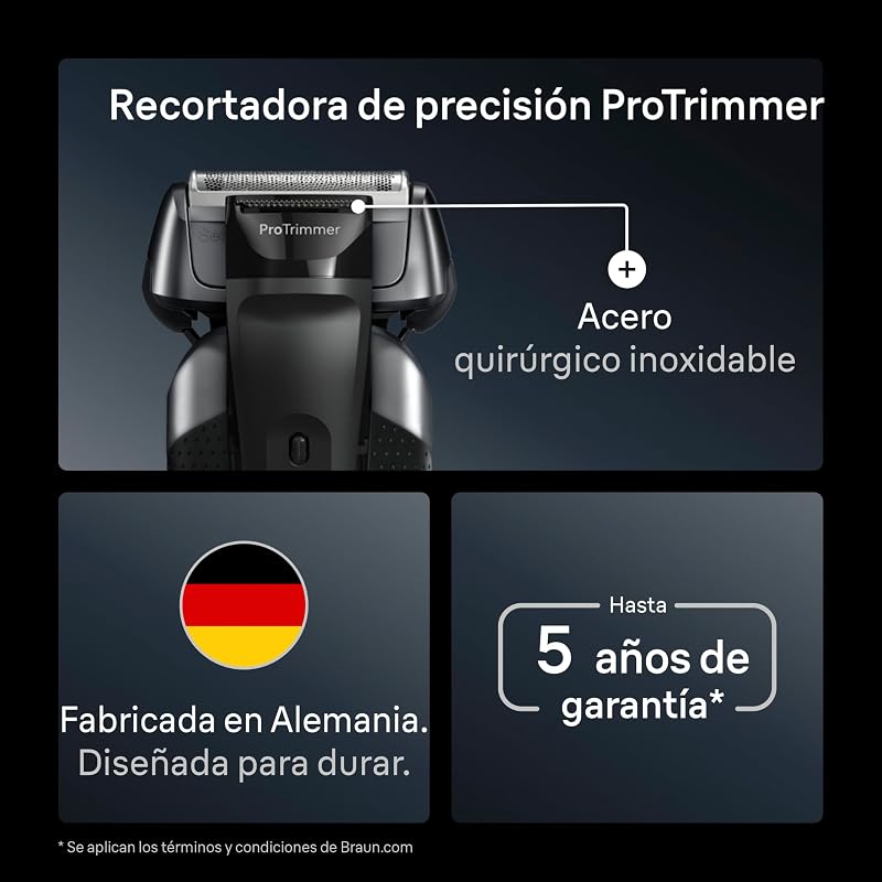 Braun Electric Shaver Men Série 8, Barbeador de barba seco e molhado com cabeça e aparador de precisão, 60 min de uso, base de carregamento e estojo de viagem, 8617S, prata