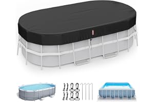 LXKCKJ Rectangular Pool Cover for above Ground Pools, Heavy Duty Winter Cover Ideal for Waterproof and Dustproof (9x18 FT, Black)