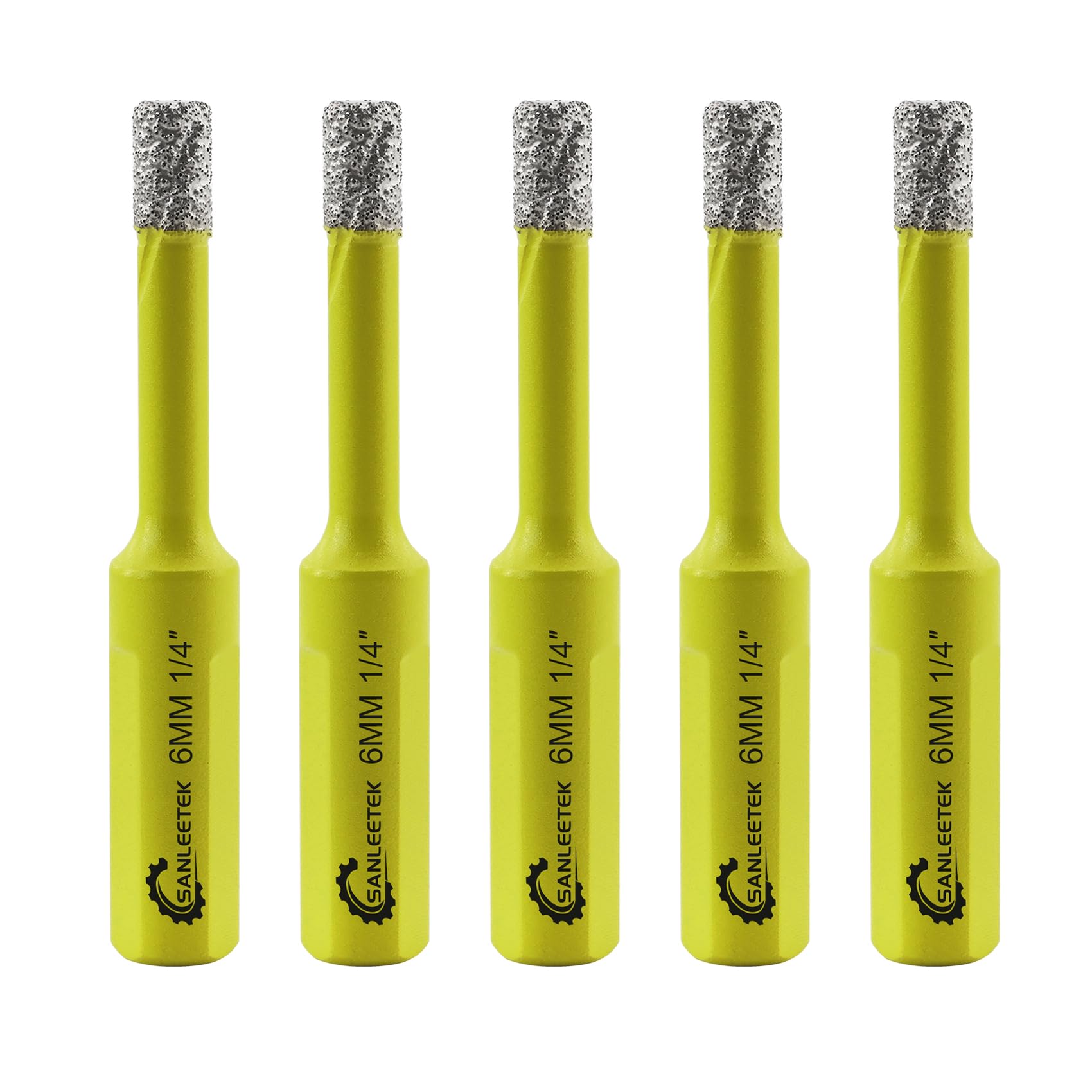 Dry Diamond Drill Bits Set - 5pcs 6mm SANLEETEK Hole Saw Kit with Triangle Shank for Ceramic Porcelain Tile Granite Marble Quartz Stoneware — image 1