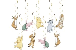 DAYIMG 18Pcs Winnie Baby Shower Decorations Classic Pooh Hanging Decorations Swirls for Birthday Supplies Oh Baby Party Deocration