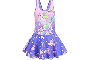 RuuYiicoco Girls One Piece Unicorn Swimsuit Mermaid Swimwear Rainbow Bathing Suit