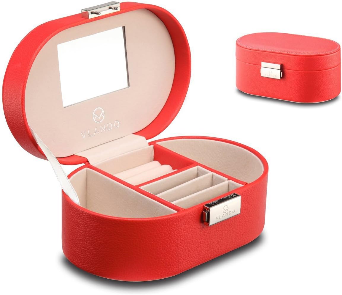 Vlando Small Faux Leather Travel Jewellery Box Organiser Display
