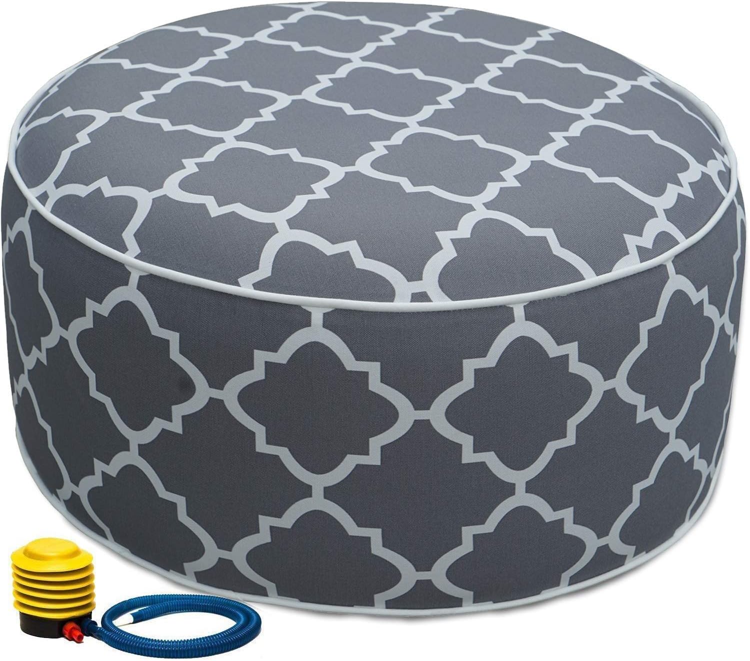 Kozyard Inflatable Stool Ottoman Used for Indoor or Outdoor, Kids or Adults, Camping or Home (Gray Pattern)