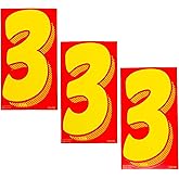 EZ Line Vinyl Decals for Cars Red and Yellow Large Number Stickers Windshield Numbers Dealer Supplies EZ136 (Number 3)