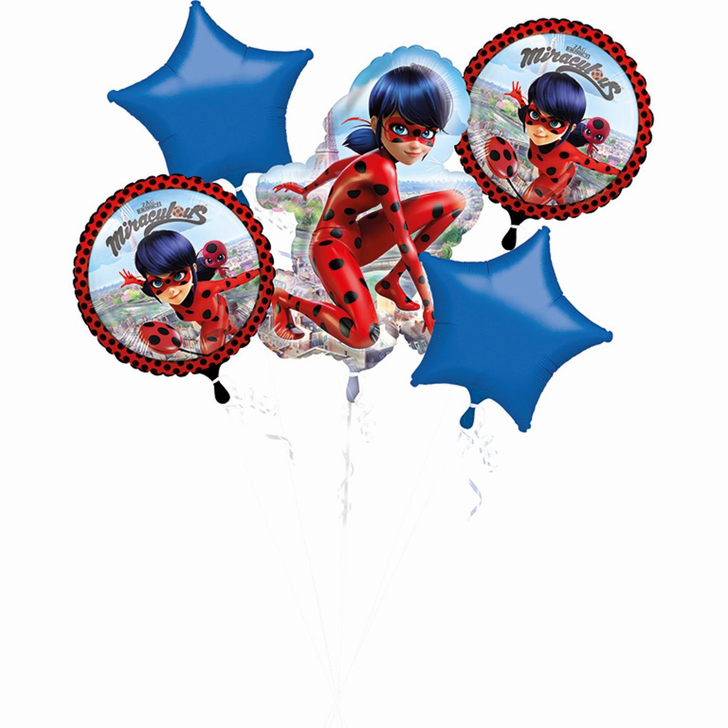 amscan 3796501 Bouquet Miraculous Foil Balloon, Multi-Colour