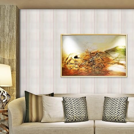 Amazon ハンメロ Hanmero壁紙のりなしスムーズサーフェス不織布紙製モダンスタイルリフォーム用おしゃれな壁紙ロールリビング 寝具 ホーム装飾用53cm 10m ピンク ストライプ 壁紙