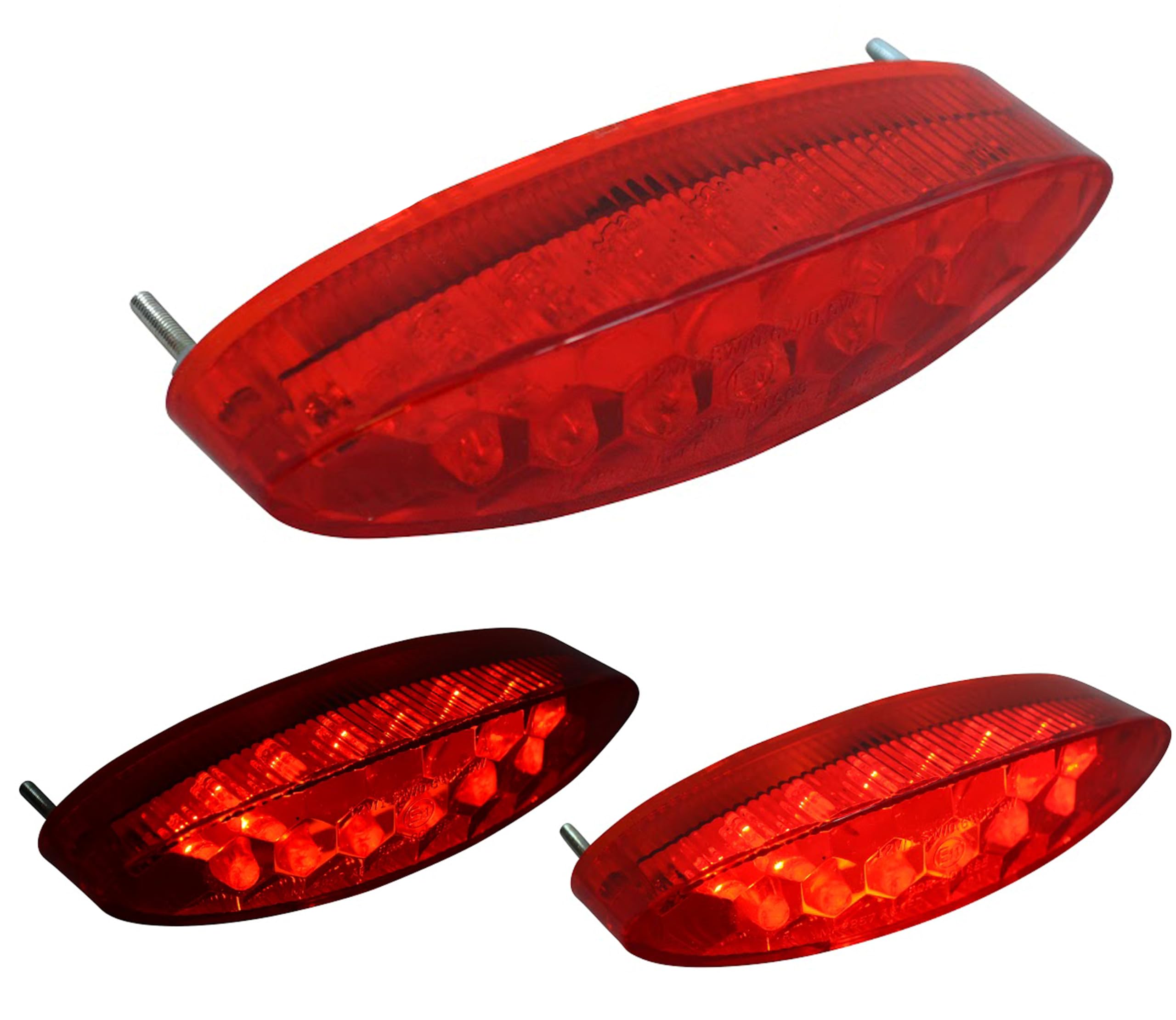Alchemy Parts Motorbike Taillight LED Stop Run Brake Oval 12 Volt with Licence Number Plate Light for Café Racer Scrambler Street Bike Back End Flush Mount Tail Tidy Red Light Lens