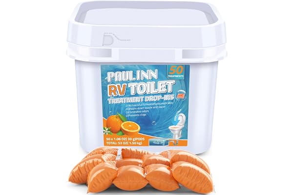 RV Toilet Treatment, 50 Packs Septic Tank Treatment Drop Ins Rv Accessories for Trailer Camper, Orange